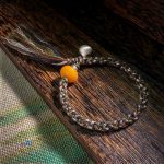 Buddha Stones 990 Sterling Silver Tibetan Handmade Amber Steelyard Weight Wish Protection Bracelet Bracelet BS 19-21cm