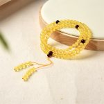 Buddha Stones 108 Mala Beads Natural Amber Clear Anxiety Bracelet Mala Bracelet BS 5