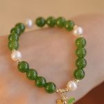 Buddha Stones Natural Green Chalcedony Pearl Butterfly Courage Strength Bracelet Bracelet BS 1