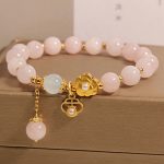Buddha Stones Natural Pink Crystal Lucky Flower Warmth Bracelet Bracelet BS 1