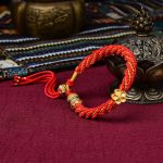 Buddha Stones Tibet Handmade Five God Of Wealth Luck Thangka Amulet Prayer Wheel Flower Charm Weave String Bracelet Bracelet BS 12