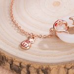 Buddha Stones White Jade Double Koi Fish Peace Buckle Attract Fortune Luck Charm Bracelet Bracelet BS 4