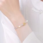 Buddha Stones Copper Coin Fortune Tree Pearl Luck Blue Rope Braided Bracelet Bracelet BS 28