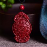 Buddha Stones Laughing Buddha Yin Yang Chinese Zodiac Gourd Natural Cinnabar Blessing Necklace Pendant Necklaces & Pendants BS Chinese Zodiac 37*23*10mm