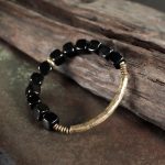 Buddha Stones Black Obsidian Crystal Copper Strength Couple Bracelet Bracelet BS 7