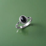 Buddha Stones 925 Sterling Silver Black Onyx Fortune Ring Ring BS Black Onyx(Protection♥Fortune)(Inner Diameter 17mm)