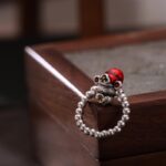 Buddha Stones 925 Sterling Silver God Of Wealth Copper Coin Design Protection Ring Ring BS 3