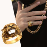 Buddha Stones Men's Animal Tiger Head Titanium Steel Balance Calm Punk Rock Biker Ring Ring BS 21