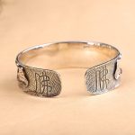 Buddha Stones 925 Sterling Silver Lotus Flower Calm Bracelet Adjustable Bangle Bracelet BS 10