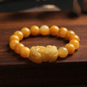 Buddha Stones Golden Silk Jade Pixiu Wealth Bracelet Bracelet BS Golden Silk Jade