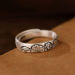 Buddha Stones 999 Sterling Silver Lotus Peony Flower Enlightenment Ring Ring BS Lotus