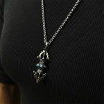 Buddha Stones Tibet Vajra Dorje Pattern Copper Luck Wealth Metal Necklace Pendant Necklaces & Pendants BS 6