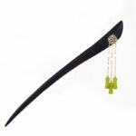 Buddha Stones Natural Peridot Ebony Wood Love Tassels Hairpin Hairpin BS 7