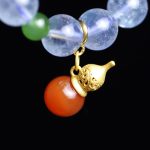 Buddha Stones Aquamarine Red Agate Peace Gourd Charm Bracelet Bracelet BS 14
