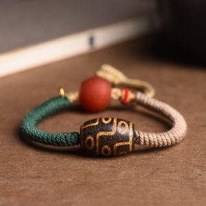 Buddha Stones Handmade Tibetan Nine-Eye Dzi Bead Wealth Rope Bracelet Bracelet BS Nine-Eye Dzi Bead(Wealth♥Protection)(Wrist Circumference 14-22cm)