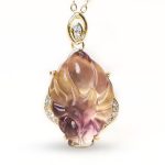 Buddha Stones Natural Colorful Fluorite Nine-Tailed Fox Protection Necklace Pendant Necklaces & Pendants BS 5