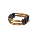 Buddha Stones Tibetan Ebony Wood Copper Balance Double Layer Bracelet Bracelet BS 12
