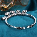 Buddha Stones 925 Sterling Silver Elephant Strength Bracelet Bangle Bracelet Bangle BS 9