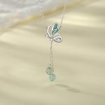 Buddha Stones 925 Sterling Silver Natural Green Aventurine Butterfly Luck Necklace Pendant Earrings Set Bracelet Necklaces & Pendants BS Necklace