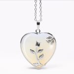 Buddha Stones Natural Healing Crystals Heart Pendant Necklaces Necklaces & Pendants BS Opal