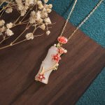 Buddha Stones White Jade Bamboo Lotus Flowers Luck Protection Necklace Pendant Necklaces & Pendants BS 2