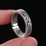 Buddha Stones Tang Dynasty Flower Design Copper Luck Adjustable Ring Ring BS 2