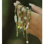Buddha Stones Green Bamboo Jade Lily of the Valley Wealth Bracelet Bracelet BS 13