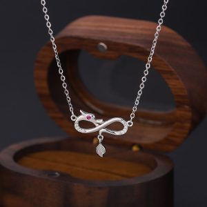 Buddha Stones 999 Sterling Silver Year Of The Dragon Endless Knot Tail Charm Protection Necklace Pendant Necklaces & Pendants BS Silver Dragon