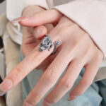 Buddha Stones Vintage 925 Sterling Silver Year Of The Dragon Design Luck Metal Ring Ring BS 6