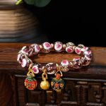 Buddha Stones Gold Swallowing Beast Family Pink Love Heart Luminous Fluorescent Liuli Glass Bead Bracelet Bracelet BS Purple Gold Swallowing Beast Family
