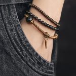 Buddha Stones Rainbow Obsidian Ebony Wood Copper Healing Triple Wrap Bracelet Bracelet BS 5