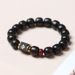 Buddha Stones Ebony Wood Auspicious Clouds Engraved Calm Bracelet Bracelet BS Ebony Wood(Wrist Circumference 14-16cm)