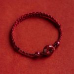 Buddha Stones Handmade Cinnabar Peace Buckle Safe and Healthy Charm Blessing String Bracelet Anklet Bracelet Anklet BS Dark Red Anklet(Anklet Circumference 18-32cm)