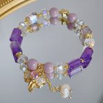 Buddha Stones Amethyst Green Aventurine Strawberry Quartz Positive Elephant Charm Bracelet 2