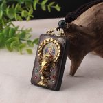 Buddha Stones Ebony Wood Elephant God of Fortune Buddha Blessing Necklace String Pendant Necklaces & Pendants BS 6