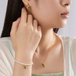 Buddha Stones 925 Sterling Silver Four Leaf Clover Flower Hetian Cyan Jade Pearl Healing Necklace Pendant Bracelet Earrings Set Bracelet Necklaces & Pendants BS 1