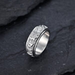 Buddha Stones Om Mani Padme Hum Balance Calm Titanium Steel Ring Rings BS 9
