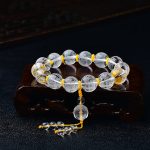 Buddha Stones Tibet White Crystal Half Demon Half Buddha Heart Sutra Lotus Healing Bracelet Bracelet BS 16mm(Wrist Circumference 14-16cm) Buddha&Heart Sutra