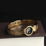 Buddha Stones Yin Yang Lotus Om Mani Padme Hum Mantra Titanium Steel Harmony Bracelet Bangle Bracelet Bangle BS 3