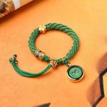 Buddha Stones Tibet Handmade Five God Of Wealth Luck Thangka Amulet Prayer Wheel Flower Charm Weave String Bracelet Bracelet BS Green(Wrist Circumference 14-19cm)
