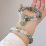 Buddha Stones Single Double Layer Jade Peace Buckle Luck Bracelet Bracelet BS 5
