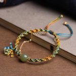 Buddha Stones Handmade Colorful Rope Luck Jade Bead Abundance Double Layer Bracelet Bracelet BS 4