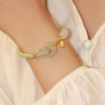 Buddha Stones Natural Hetian Jade Bead Double Peace Buckle Fu Character Abundance Braided Bracelet Bracelet BS 8