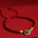 Buddha Stones Natural Red Agate Hetian Jade Double Peace Buckle Confidence Bracelet