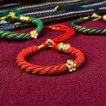 Buddha Stones Tibet Handmade Five God Of Wealth Luck Thangka Amulet Prayer Wheel Flower Charm Weave String Bracelet Bracelet BS 13