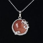Buddha Stones Chinese Dragon Natural Quartz Crystal Healing Energy Necklace Pendant Necklaces & Pendants BS Brown Sand