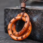 Buddha Stones Lightning Struck Jujube Wood Taoist Yin Yang Ring Qiankun Circle Leizu Taboo Luck Necklace Pendant 6