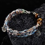 Buddha Stones 925 Sterling Silver Tiger's Eye Colorful Cotton Rope Handmade Willpower Bracelet Bracelet BS 1