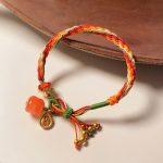 Buddha Stones Persimmon Red Agate Strength Reincarnation Knot Braid String Bracelet Bracelet BS 11