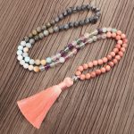 108 Mala Beads Fluorite Black Glitter Stone Protection Tassel Bracelet (Extra 30% Off | USE CODE: FS30) Mala Bracelet BS 15
